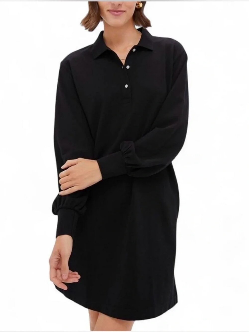Tuckernuck Black Long Sleeve Collared Shirt Pocket Dress Womens Size Medium NWT